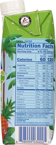 Vita Coco Coconut Water Naturally Hydrating Electrolyte Drink Smart Alternative to Coffee Soda and Sports Drinks Gluten Free, Pineapple, 16.9 Fl Oz (Pack of 12), 202.8 Fl Oz