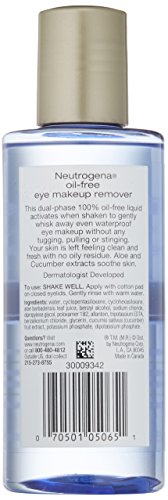 Neutrogena Oil-Free Liquid Eye Makeup Remover, Residue-Free, Non-Greasy, Gentle & Skin-Soothing Solution with Aloe & Cucumber Extract for Waterproof Mascara, 5.5 fl. oz