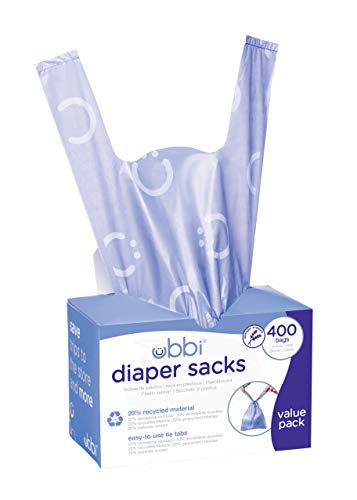 Ubbi Disposable Diaper Sacks, Lavender Scented, Easy-To-Tie Tabs, Diaper Disposal or Pet Waste Bags, 200 Count