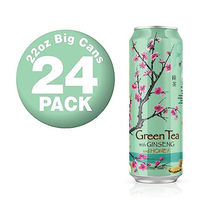 AriZona Green Tea with Ginseng and Honey - Big Can, 22 Fl Oz (Pack of 24)