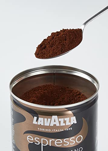 Lavazza Espresso Ground Coffee Blend, Medium Roast, 8-Oz Cans, Pack of 4 (Packaging May Vary) Premium Blend, Value Pack, Non-GMO, 100% Arabica, Rich-bodied