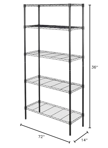 Amazon Basics 3-Shelf Adjustable, Heavy Duty Storage Shelving Unit (250 lbs loading capacity per shelf), Steel Organizer Wire Rack, 23.2"L x 13.4"W x 30"H, Black