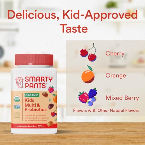 SmartyPants Kids Multivitamin Gummies: Omega 3 Fish Oil (EPA/DHA), Vitamin D3, C, Vitamin B12, B6, Vitamin A, K & Zinc for Immune Support, Gluten Free, Three Fruit Flavors, 120 Count (30 Day Supply)