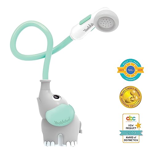 Yookidoo Baby Bath Shower Head - Elephant Water Pump with Trunk Spout Rinser - Control Water Flow from 2 Elephant Trunk Knobs for Maximum Fun in Tub or Sink for Newborn Babies