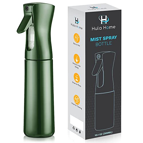 Hula Home Spray Bottle for Hair (10.1oz/300ml) Continuous Empty Ultra Fine Plastic Water Mist Sprayer – For Hairstyling, Cleaning, Salons, Plants, Essential Oil Scents & More - Black