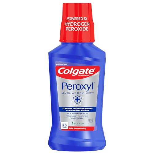 Colgate Peroxyl Antiseptic Mouthwash and Mouth Sore Rinse, 1.5% Hydrogen Peroxide, Mild Mint - 500ml, 16.9 Fluid Ounces