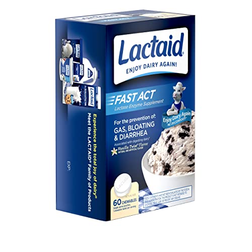 Lactaid Fast Act Lactose Intolerance Chewables with Enzymes, Vanilla Twist, 32 Count