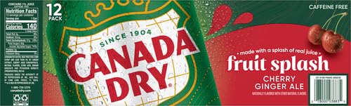 Canada Dry Fruit Splash Cherry Ginger Ale Zero Sugar Soda, 12 fl oz cans, 12 pack