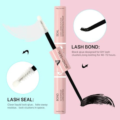 VAVALASH DIY Lash Extension Kit 280 Clusters Individual Lashes Kit 30D 40D 0.07D-10-16mm Lash Clusters, Lash Bond and Seal, Lash Tweezer for DIY Eyelash Extension at Home（Kit-30D+40D-0.07D-10-16MIX）