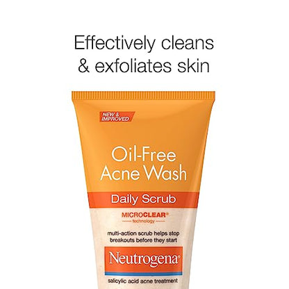 Neutrogena Oil-Free Acne Face Scrub, 2% Salicylic Acid Acne Treatment Medicine, Daily Face Wash to help Prevent Breakouts, Oil Free Exfoliating Facial Cleanser for Acne-Prone Skin, 4.2 fl. oz