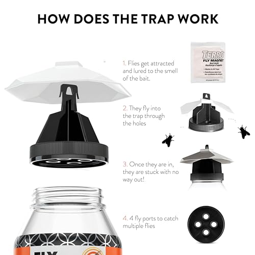 Outdoor Fly Trap Fly Traps Outdoor with Dissolvable Non-Toxic Bait - Fly Repellent for Outdoor Use Only - Controls Flies for Patios, Barns, Ranches Etc. Hanging Fly Traps with Tie Included