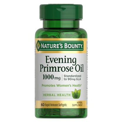 Nature's Bounty Evening Primrose Oil, Promotes Women's Health, 1000 mg Evening Primrose Oil, 60 Rapid Release Softgels