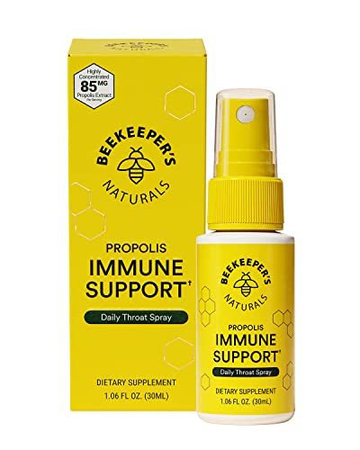 Propolis Throat Spray by Beekeeper's Naturals - 95% Bee Propolis Extract, Natural Immune Support & Sore Throat Relief - Antioxidants, Keto, Paleo, Gluten-Free (1.06 oz)(Pack of 1)