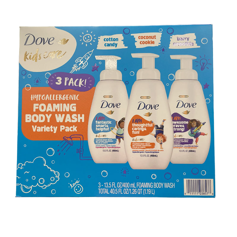 Dove Kids Care Hypoallergenic Foaming Body Wash Variety 3 Pack, 40.5 oz