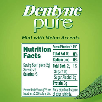 Dentyne Pure Mint with Herbal Accents Sugar Free Gum, 10 Packs of 9 Pieces (90 Total Pieces)