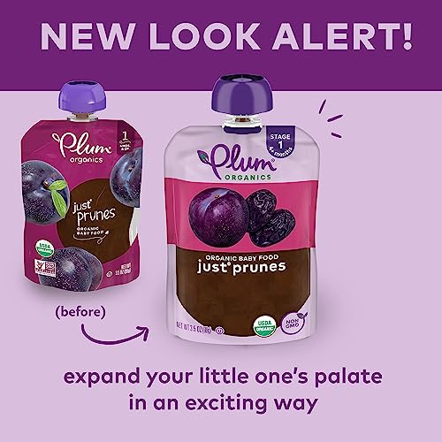 Plum Organics | Stage 1 | Organic Baby Food Meals [4+ Months] | Just Prunes | 3.5 Ounce Pouch (Pack Of 12) Packaging May Vary