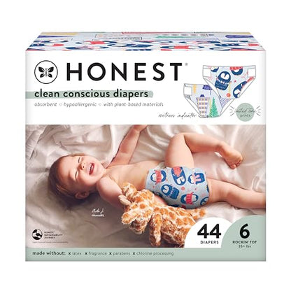 The Honest Company Clean Conscious Diapers | Plant-Based, Sustainable | Above It All + Pandas | Club Box, Size Newborn, 72 Count