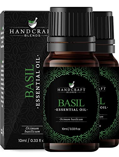 Handcraft Blends Basil Essential Oil - 100% Pure and Natural - Premium Grade Essential Oil for Diffuser and Aromatherapy - 0.33 Fl Oz - Pack of 2