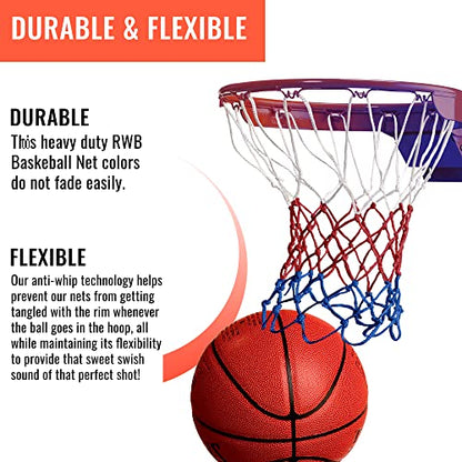 Heavy Duty Basketball Net Replacement - All Weather Anti Whip, Fits Standard Indoor or Outdoor Rims - 12 Loops