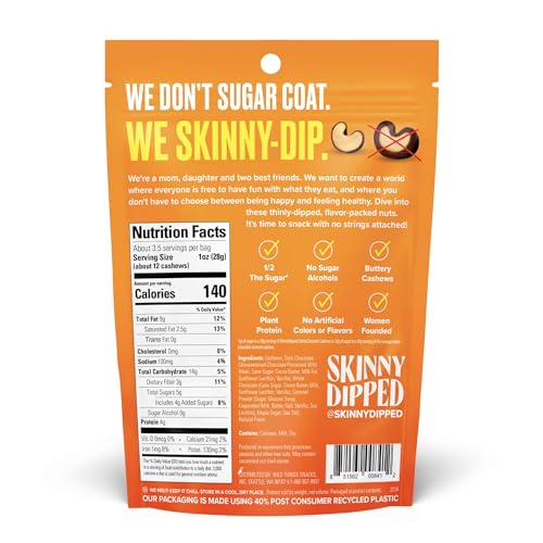 SkinnyDipped Snack Attack Minis Almond Variety Pack, Healthy Snack, Plant Protein, Gluten Free, 0.46 oz Mini Bags, Pack of 25