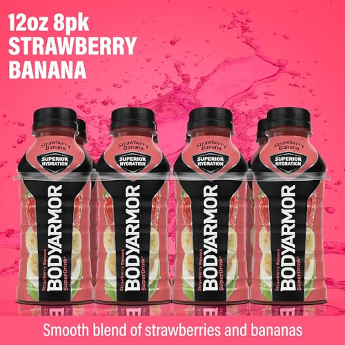 BODYARMOR Sports Drink Sports Beverage, Strawberry Banana, Coconut Water Hydration, Natural Flavors With Vitamins, Potassium-Packed Electrolytes, Perfect For Athletes, 12 Fl Oz (Pack of 8)