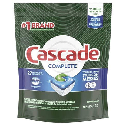 Cascade Complete ActionPacs, Dishwasher Detergent Pods, Fresh, 27 Count