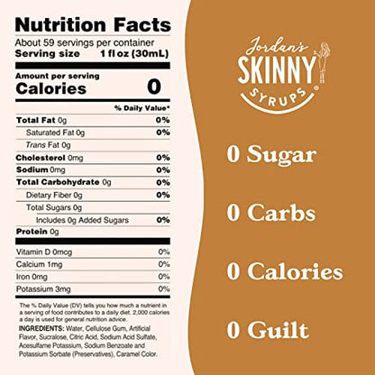 Jordan's Skinny Syrups Sugar Free Coffee Syrup, Vanilla Flavor Drink Mix, Zero Calorie Flavoring for Chai Latte, Protein Shake, Food and More, Gluten Free, Keto Friendly, 25.4 Fl Oz, 2 Pack