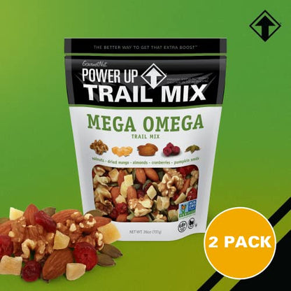 Power Up Trail Mix, Mega Omega Trail Mix, Non-GMO, Vegan, Gluten Free, No Artificial Ingredients, Gourmet Nut, 14 Ounce Bag