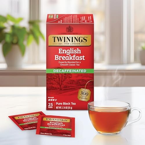 Twinings English Breakfast Black Tea, 100 Individually Wrapped Tea Bags, Smooth, Flavourful, Robust, Caffeinated, Enjoy Hot or Iced