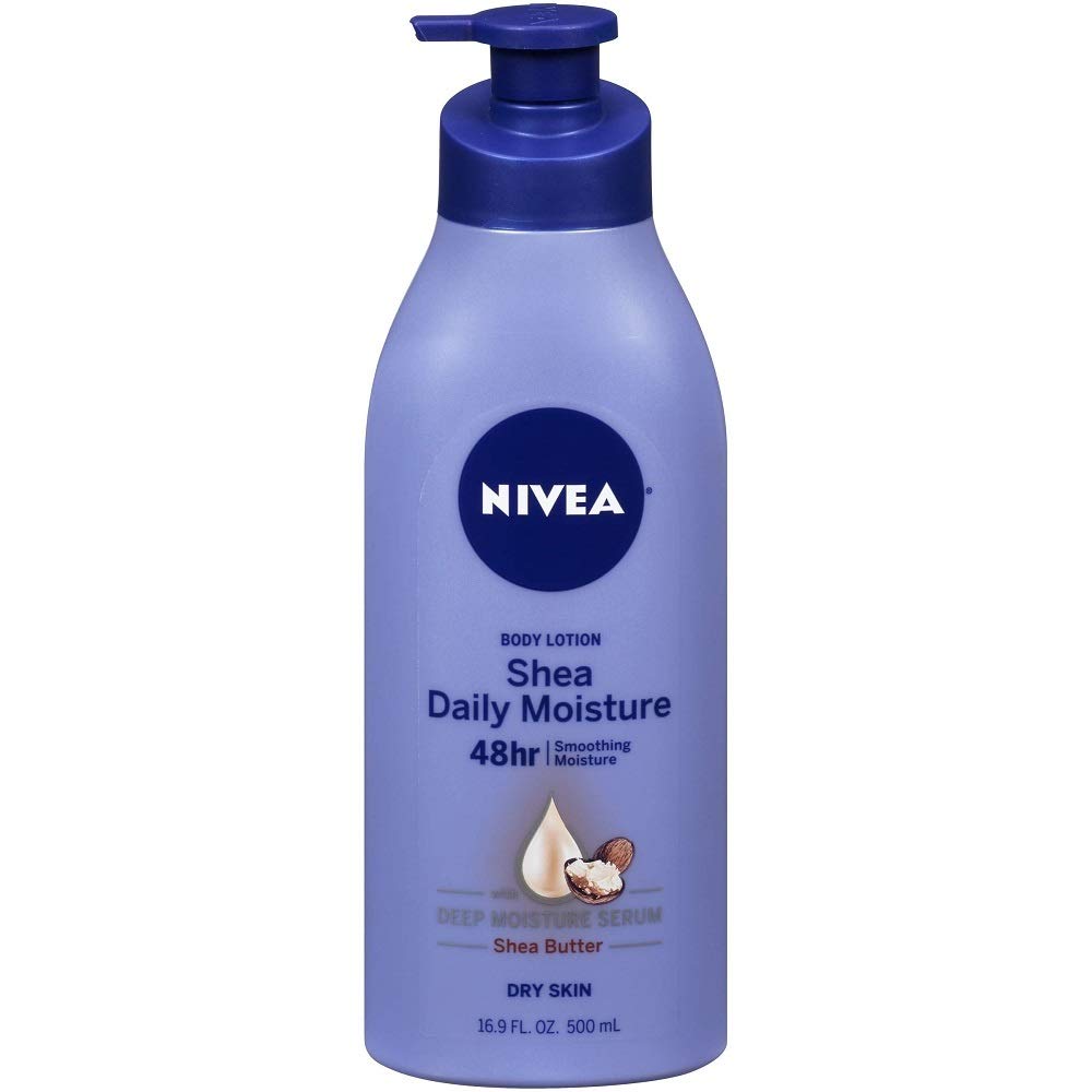 NIVEA Shea Nourish Body Lotion, 48-Hour Moisturizing Shea Butter Lotion for Dry Skin with Deep Nourishing Serum, 16.9 Fl Oz Pump Bottle