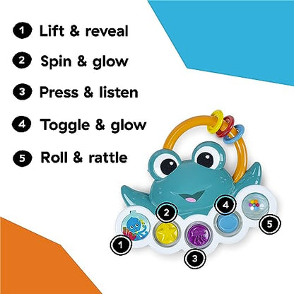 Baby Einstein Outstanding Opus The Octopus Sensory Rattle & Teether Multi-Use Toy, BPA Free & Chillable, 3 Months & up, Multicolored