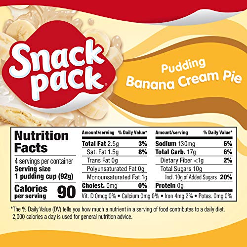 Snack Pack Pie Pudding Cups, Banana Cream, 13 oz (4 ct)