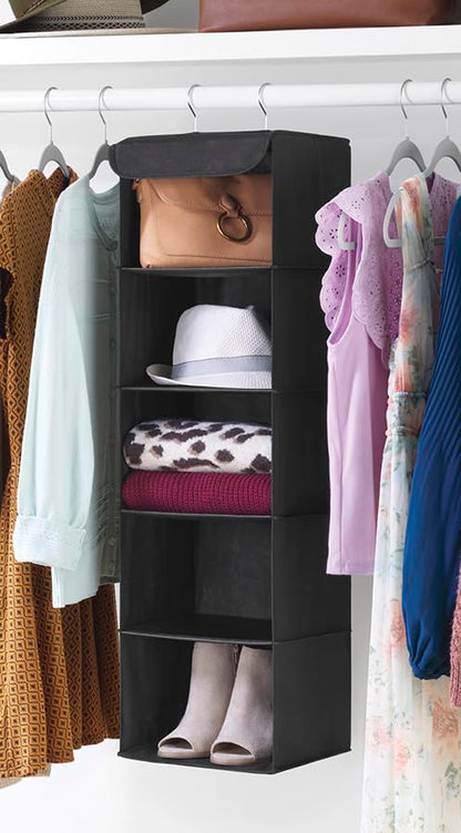 Whitmor 5 Section Closet Organizer - Hanging Shelves with Sturdy Metal Frame