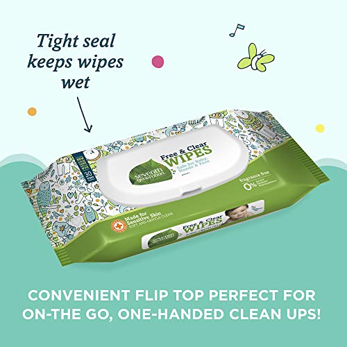 Seventh Generation Baby Wipes, Sensitive Protection with Flip Top Dispenser, White, unscented, 72 Count (Pack of 7) (Packaging May Vary)