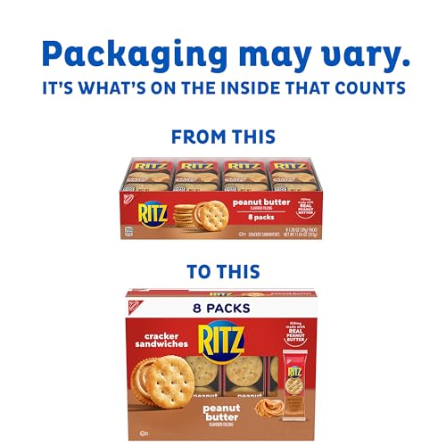 RITZ Peanut Butter Sandwich Crackers, 48 Snack Packs (6 Boxes, 6 Crackers Per Pack)