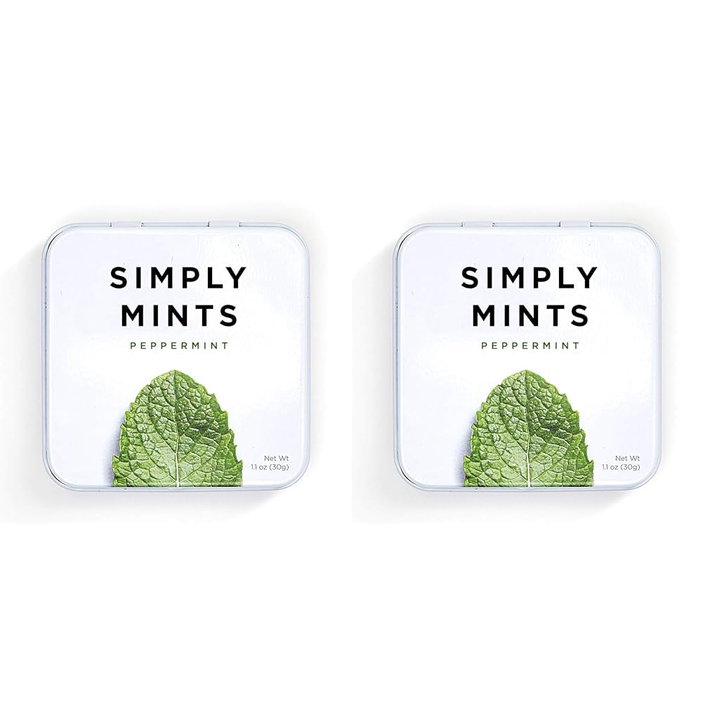 Natural Breath Mints by Simply Gum | Peppermint | Pack of Six (180 Pieces Total) | Breath Freshening, Vegan, Non-GMO, Nothing Artificial