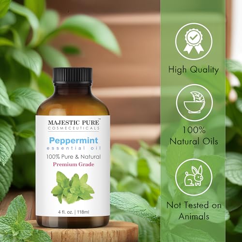 MAJESTIC PURE Basil Essential Oil, Premium Grade, Pure and Natural Premium Quality Oil, 4 Fl Oz