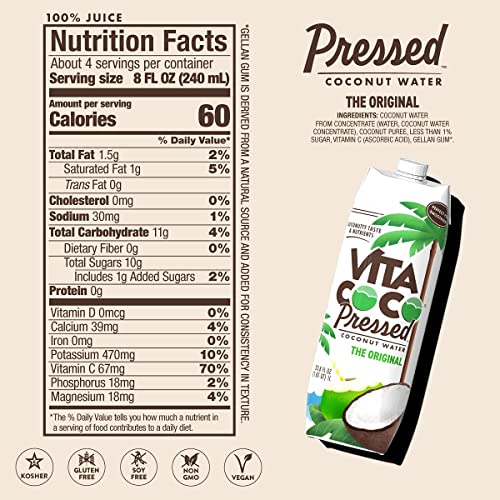 Vita Coco Coconut Water Original, 33.8 Fl Oz (Pack of 6)