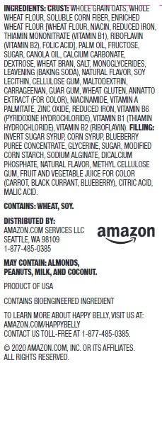 Amazon Brand - Happy Belly Fruit & Grain Cereal Bars, Strawberry , 1.03 Oz, 8 Count (Pack of 1)