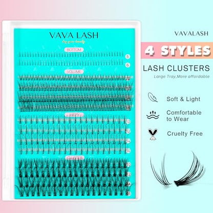 VAVALASH DIY Lash Extension Kit 280 Clusters Individual Lashes Kit 30D 40D 0.07D-10-16mm Lash Clusters, Lash Bond and Seal, Lash Tweezer for DIY Eyelash Extension at Home（Kit-30D+40D-0.07D-10-16MIX）