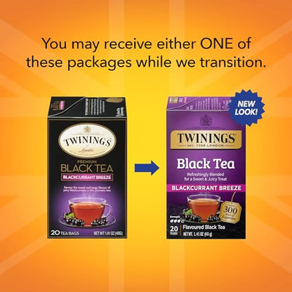 Twinings English Breakfast Black Tea, 100 Individually Wrapped Tea Bags, Smooth, Flavourful, Robust, Caffeinated, Enjoy Hot or Iced