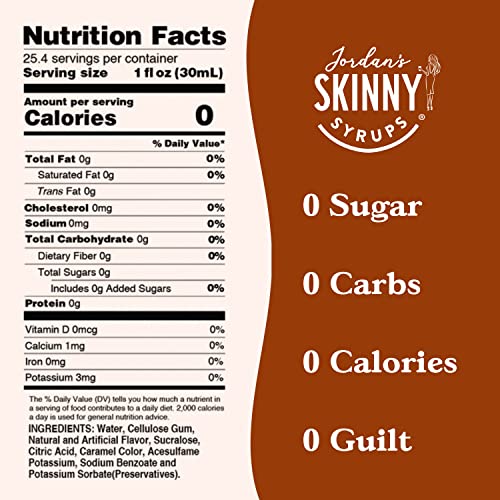 Jordan's Skinny Syrups Sugar Free Coffee Syrup, Vanilla Flavor Drink Mix, Zero Calorie Flavoring for Chai Latte, Protein Shake, Food and More, Gluten Free, Keto Friendly, 25.4 Fl Oz, 2 Pack