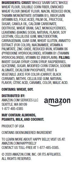 Amazon Brand - Happy Belly Fruit & Grain Cereal Bars, Strawberry , 1.03 Oz, 8 Count (Pack of 1)