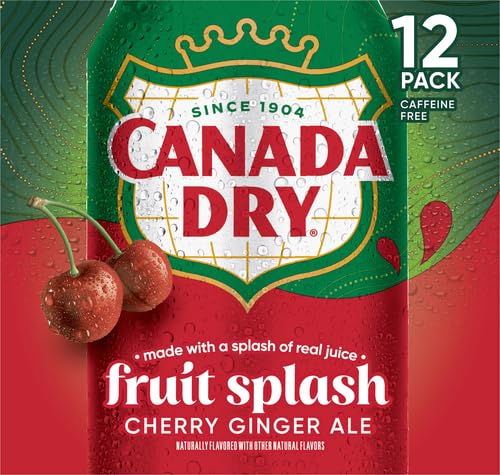 Canada Dry Fruit Splash Cherry Ginger Ale Zero Sugar Soda, 12 fl oz cans, 12 pack