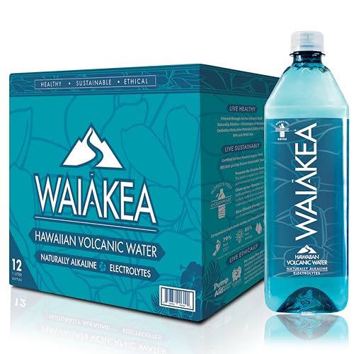 Waiakea Hawaiian Volcanic Water, Naturally Alkaline, 100% Recycled Bottle, 16.9 Fl Oz (Pack of 24)