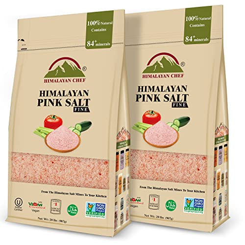 Himalayan Chef Pink Himalayan Salt, Fine Grain - 1 lbs (1 Pound Bag)