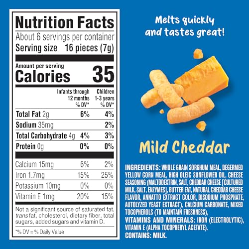 Gerber Snacks for Baby Lil Crunchies, Mild Cheddar, 1.48 Ounce (Pack of 6)