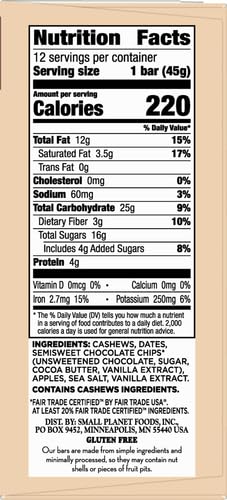 Larabar Chocolate Chip Cookie Dough, Gluten Free Fruit & Nut Bar, 18 Ct