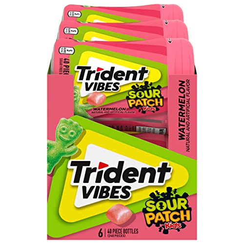 Trident Vibes Spearmint Rush Sugar Free Gum, 6 Bottles of 40 Pieces (240 Total Pieces)