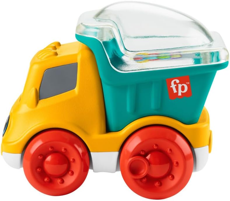 Fisher-Price Baby Toy Poppity Pop Dump Truck Push-Along Vehicle with Fine Motor Activities For Infants Ages 6+ Months